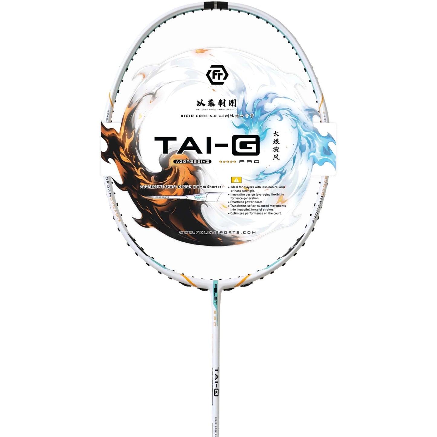Felet Tai-G Aggressive White (4U) Badminton Racket