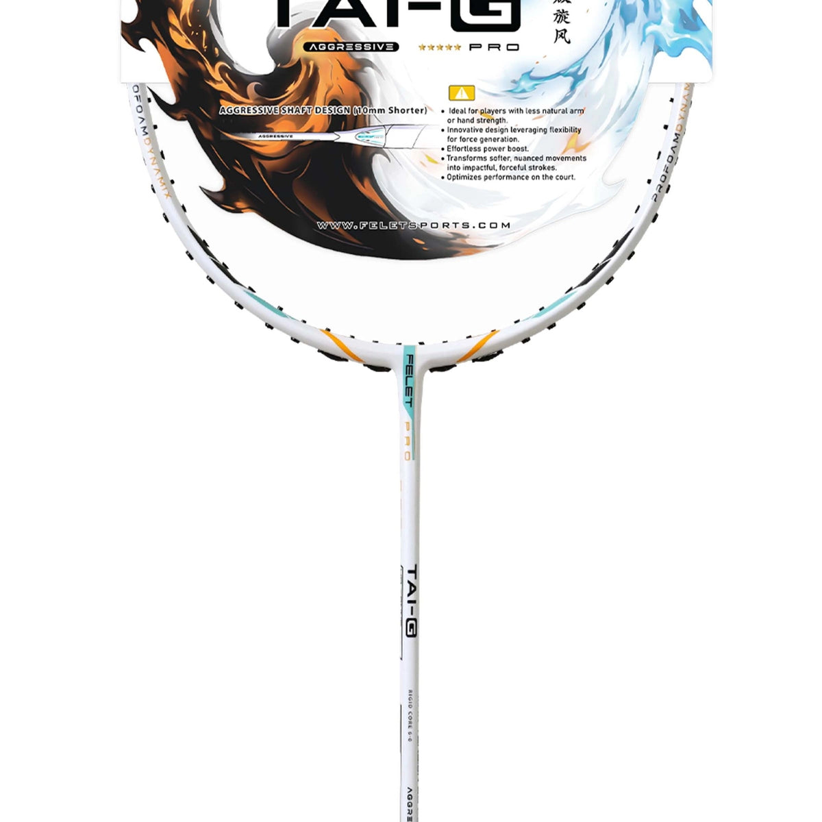 Felet Tai-G Aggressive White (4U) Badminton Racket